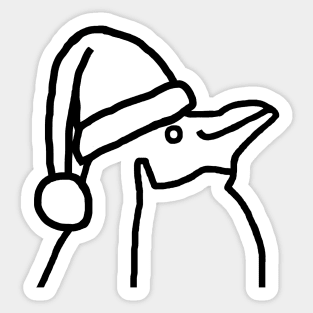 Minimal Line Drawing of a Christmas Penguin in Santa Hat Sticker